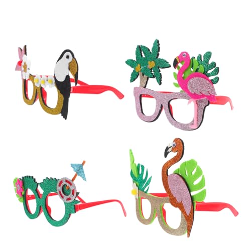 Alipis 4Stücke Hawaii Sonnenbrillen Partybrillen mit Tropischem Design für Strand und Luau Feiern und Geburtstagsfeiern Leicht und Bequem von Alipis