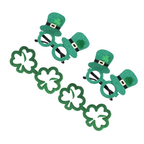 Alipis 4Stücke Shamrock Brille Glitzernde Partybrillen Für Festivals Und Feiern Clovershades Und Hüte Brillen Fotorequisiten Für Patrick Day Und Andere von Alipis