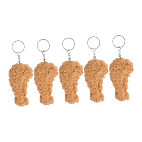 Alipis 5 Stück Realistische Hähnchenkeulen Schlüsselanhänger Imitation Essen Schlüsselbund für Party Deko und Lustige und Kreative Anhänger für Taschen und Rucksäcke von Alipis