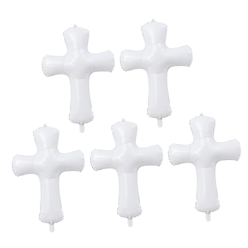 Alipis 5 Stück Taufballons Kreuzballons Ballonbogenständer Babyparty Ballons Für Jungen Ballonständer Hochzeitsfeier Ballons Aerodynamischer Kreuzform Ballon Aluminiumfolie Weiß von Alipis