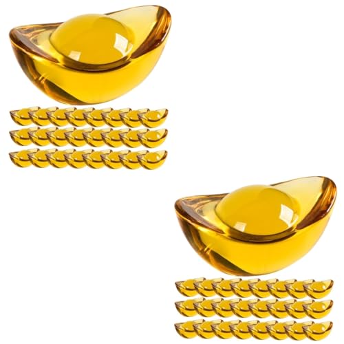 Alipis 50 Stück Kristallbarrenverzierung Barrenmodelle glück yuanbao verzierung Auto Golddekor Ornament Kristallbarren-Statuen-Dekor Yuanbao-Figur Modellieren Zitrin schmücken von Alipis