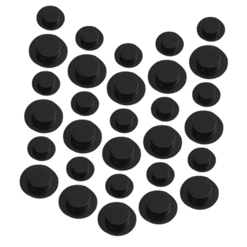 Alipis 50 Stück Mini Puppenhüte Schwarze Miniatur Dekorative Kleine Hüte für DIY Bastelarbeiten Puppenaccessoires Weihnachtsdeko Kleine und Mittelgroße Hüte von Alipis