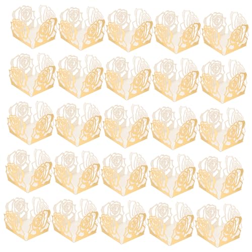 Alipis 50Stücke Schokoladenverpackung Dekoratives Schokoladenpapier Tablett Mit Durchbrochener Rosenblütenbordüre Für Desserts Hochzeiten Und Feiern von Alipis