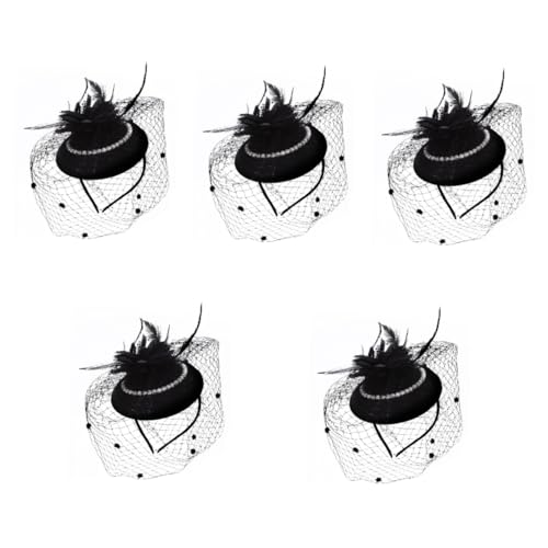 Alipis 5St Kopfbedeckungen für die Braut khimar hijab Dekor Haar Klammern Perlen-Haarspangen Fascinator-Stirnband für die Braut Fascinator-Haarspange Netzstoff Abschlussball schmücken von Alipis