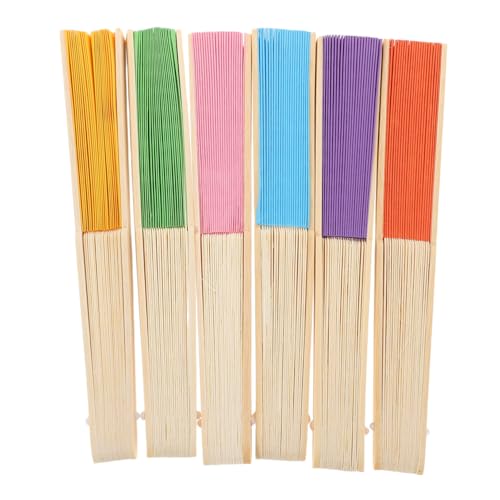 Alipis 6 Stück Faltbare Papierfächer Bunt Handliche Faltfächer für DIY Kunstprojekte Leichte Faltbare Handfächer aus Papier für Kindergarten Partys und Kreative Bastelarbeiten von Alipis