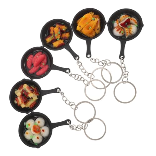 Alipis 6 Stück Lustiger Pfannenanhänger Niedliche Mini Lebensmittel Schlüsselanhänger Küchengeschirr Anhänger Schlüsselanhänger Taschenanhänger Für Tragetaschen Lebensechte von Alipis