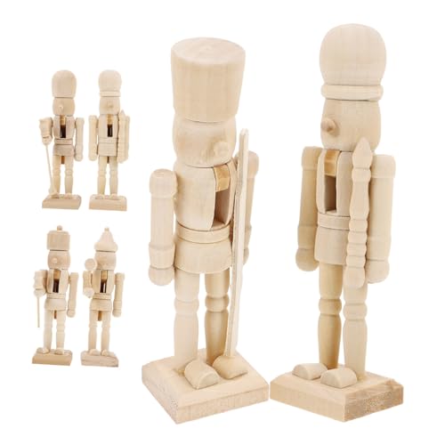 Alipis 6 Stück Teiliges DIY Holz Puppen Unbehandelte Weihnachtsfiguren Bemalbar Holzsoldaten Bastelset für Kreative Weihnachtsdekoration von Alipis