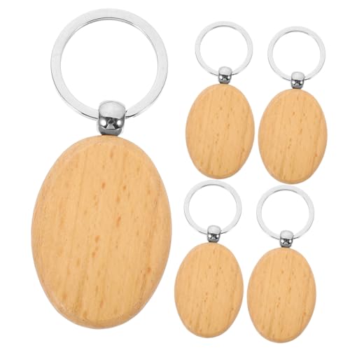 Alipis 6 Stück Teiliges Gravierbare Holzschlüsselanhänger aus Buchenholz Blanko Schlüsselringe zum Basteln Bemalbar und Beschriftbar DIY Holzanhänger für Individuelle Schlüsselketten von Alipis