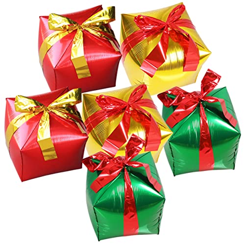Alipis 6 Stück Teiliges Quadratische Geschenkbox Folienballons Gold Grün Rot Große Bunte Party Deko für Weihnachten Geburtstag Hochzeit Shower und Festliche Anlässe von Alipis