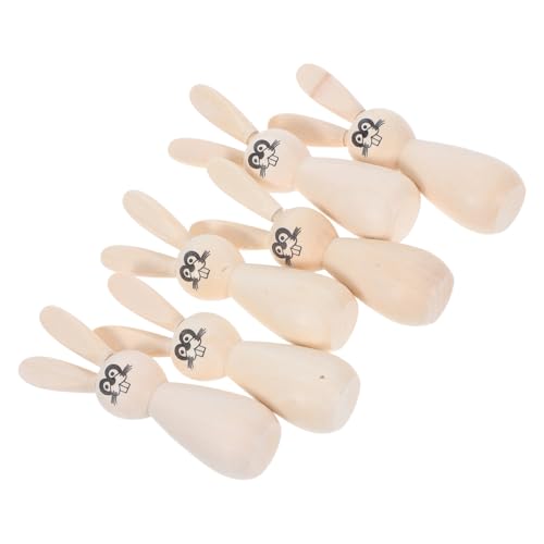 Alipis 6Stücke Teiliges Unvollendeter Holzkaninchen Peg Puppen für DIY Ostern Natürliche Holzfiguren für Kreative Bastelprojekte und Festliche Dekoration zu Hause Sicher und Langlebig von Alipis