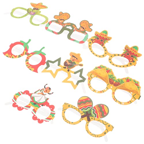 Alipis 8 Stück Teiliges Mexikanisches Party Brillen Deko Leichte Papier Partybrillen mit Farbenfrohem Karnevalsdesign Komfortabel für Erwachsene für Mexikanische Festlichkeiten und von Alipis