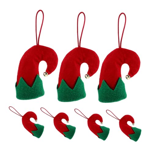 Alipis 8 Stück Teiliges Mini Weihnachtsmützen Deko für Weihnachtsbaum Vielseitige Tischdekoration mit Besteckhalter und Flaschenabdeckung Kompakte Christbaumhüte für Festliche Partys und von Alipis