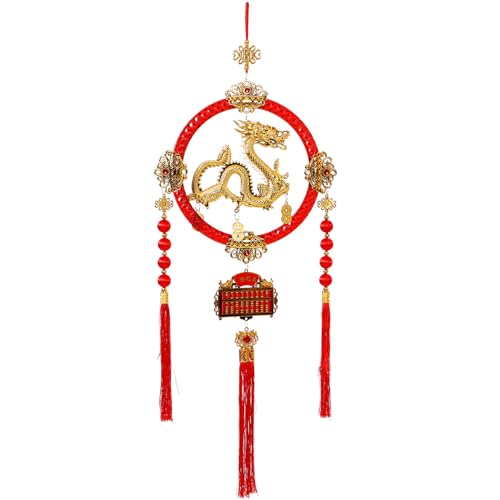 Alipis Anhänger „Jahr des Drachen“. 2024 Glückstieranhänger Chinesische Neujahrsdekorationen Jahr des Drachen Hängender Anhänger Statue Bonsai Rot Empfindlich Plastik von Alipis