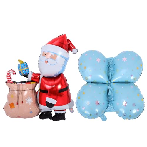 Alipis Aufblasbare Weihnachtsballons: Sitzender Weihnachtsmann mit Geschenktüte zum Aufblasen – Neuartiger Stehballon für Weihnachts- und Geburtstagsparty-Geschenke von Alipis