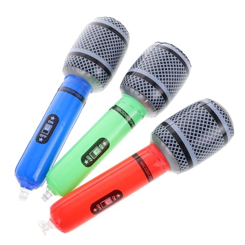 Alipis Aufblasbares Mikrofon Partyzubehör Leichtes Musikinstrument Prop für Bühne Foto Requisiten Rocker Kostüm Karaoke Jungen Mädchen von Alipis