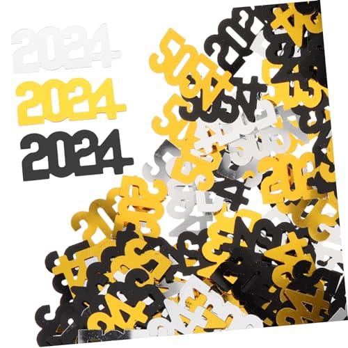 Alipis Bunte Tischdekoration Konfetti Neujahrsfeier Partydeko Silvester Schwarz Gold Silber Farbenfrohes Partystreu für Festliche Stimmung und Jubiläumsfeiern von Alipis