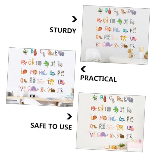 Alipis Cartoon Tier Alphabet Wandaufkleber Bunte Buchstaben Sticker für Kinderzimmer Babyzimmer Wanddeko Ablösbar Rückstandsfrei Kreative Wandsticker für Wohnzimmer und Vorschule von Alipis