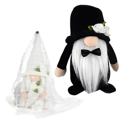 Alipis Elegante Hochzeit GNOME Puppen 2pcs Plüsch Zwerg Ornamente Für Hochzeit Zimmer von Alipis