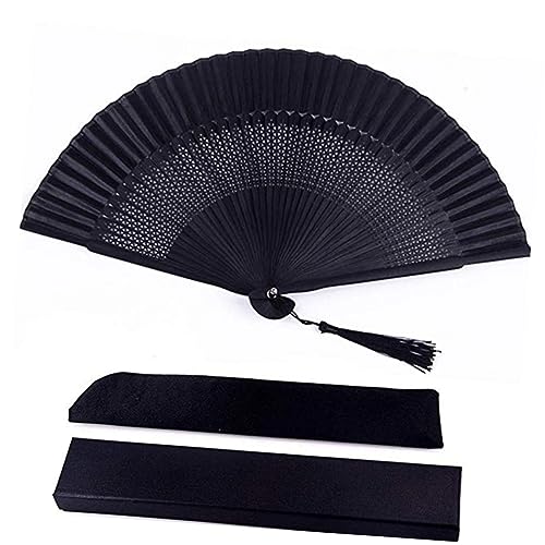 Alipis Faltbarer Quastenfächer Schwarz mit Hohldesign Klassischer Tanzfächer für Hochzeiten und Gartenpartys Schwarzem Etui und Stoffhülle Accessoire für Auftritte und Alltag Alipis Faltbarer Quastenfächer Schwarz mit Hohldesign Klassischer Tanzfächer für Hochzeiten und Gartenpartys Schwarzem Etui und Stoffhülle Accessoire für Auftritte und Alltag von Alipis