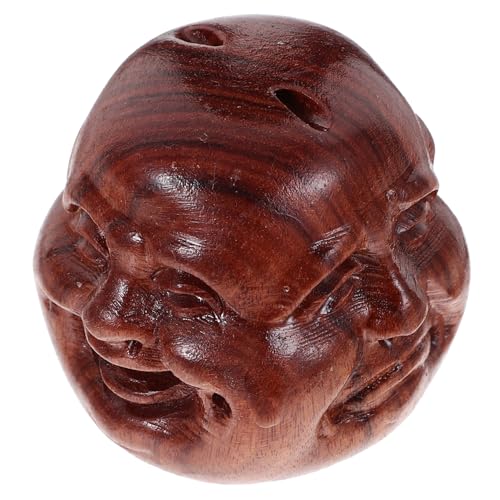 Alipis Geschnitzte Holzfigur Zen Räucherstäbchenhalter Golddekor Kopf Spirituelles Statuen Dekoration Heimfiguren Mini Mönch Dekorative Holzschnitzerei Handwerk von Alipis