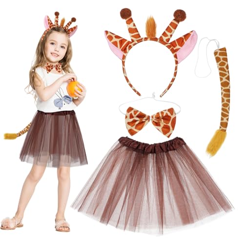 Alipis Giraffen kostüm Set Tüllrock mit Ohren Haarreif und Fliege Polyester Tierkostüm für Halloween Geburtstag Karneval und Fasching von Alipis