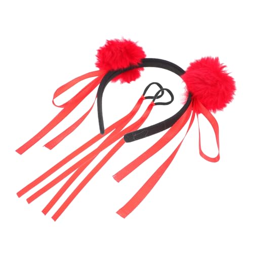 Alipis Haarband mit Pompon Leichtes Verstellbares Stirnband für Tanzwettbewerbe Karneval Cosplay Halloween Elastischen Haargummis Süßes Bühnenaccessoire für Mädchen von Alipis