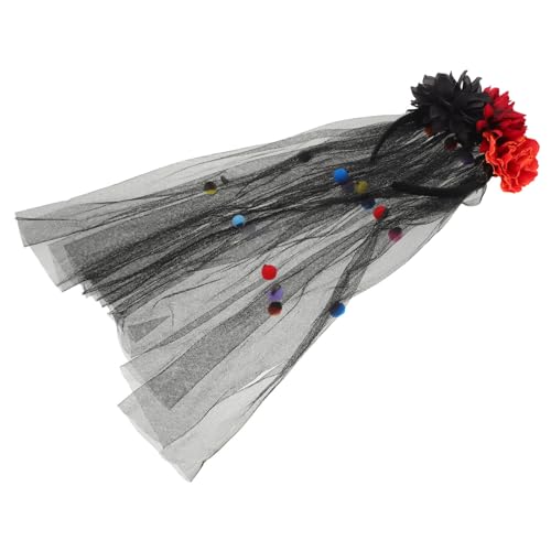 Alipis Halloween Blumenschleier Haarschmuck mit Totenkopf und Netz Gothic Braut Haarreif für Day Of The Dead und Halloween Party Vielseitig Einsetzbar für Karneval und von Alipis