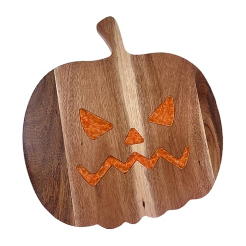 Alipis Halloween Holz Schneidebrett Kürbisform Kleines Multifunktionales Brett für Fleisch Käse Obst und Gemüse Dekoratives Servierbrett für Festliche Halloween Partys von Alipis