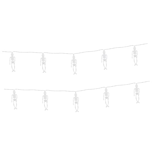 Alipis Halloween Skelett Lichterkette LED Warmweiß Batteriebetrieben ohne Batterie Halloween Party Deko für Draußen und Drinnen Langlebige mit Robustem Skelett-design von Alipis