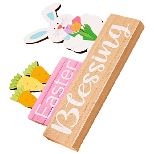 Alipis Hasenblumenverzierung zu Ostern Easter Decoration Ostern Dekoration gestufter Tablettständer Ostern dekoratives Tischschild Osterdeko Tischdeko zu Ostern im Büro Holz von Alipis