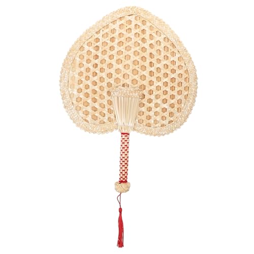 Alipis Herzförmiger Handgefertigter Weizenstroh Fächer Wanddekoration Sommerlicher Vintage Lüfter Kreatives Design für Zuhause und Geeignet von Alipis