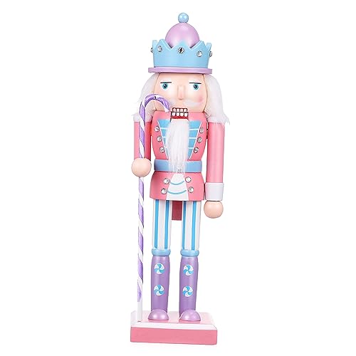 Alipis Holz Figur Rosa Nutcracker Soldat Weihnachtsdekoration Desktop Holzfigur Klassisch Elegant Vielseitig für Kamin Regal von Alipis