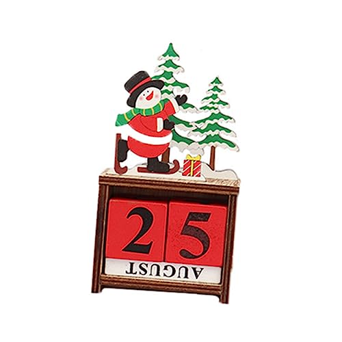 Alipis Holz Tischkalender Kreativer Schneemann Design Kalender Für Weihnachten Wiederverwendbar Für Büro Und Zuhause Rustikales Holz Mit Retro Flair von Alipis