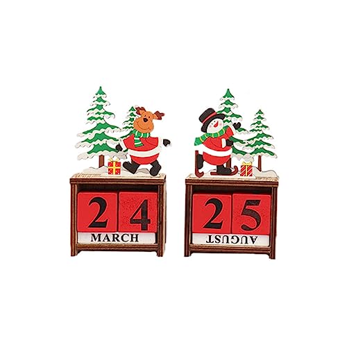 Alipis Holz Tischkalender Weihnachtskalender Im Schneemann Design Wiederverwendbar Für Büro Und Zuhause Stilvolles Fotorequisit Für Festtage von Alipis