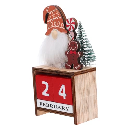 Alipis Holz Weihnachtskalender Kreativer Desktop Kalender mit Weihnachtsmann Design Dekorativer Countdown für Weihnachten für Festliche Tischdekoration von Alipis