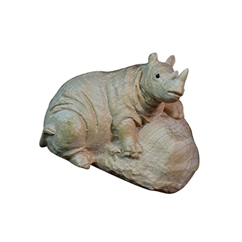 Alipis Holzfigur Rhinozeros Tischdekoration Geschnitzte Tier Skulptur aus Buchsbaum für Stilvolle Wohnräume Geschenkidee für Freunde und Familie von Alipis