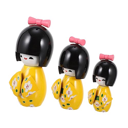 Alipis Japanische Holzpuppe im Kimono Handbemalt Stabile Holzfigur Dekoratives Kleine Japanische Doll für Wohn und Deko Traditionelles Asiatisches Ornament von Alipis