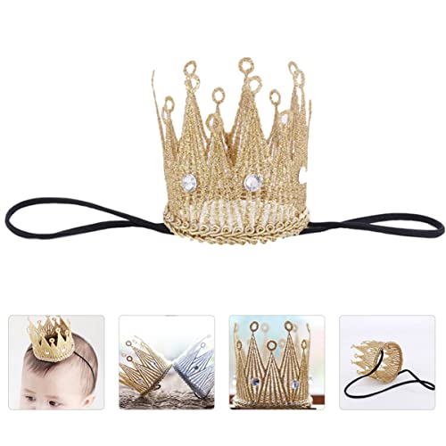 Alipis Kindergeburtstagskrone Tiara Stirnband Elastisches Haarband für Fotos Shower Taufe Zubehör Gold von Alipis