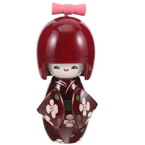 Alipis Klassische Japanische Kimono Puppe Traditionelle Holzfigur für Restaurant Deko Adorable Kimonos Doll für Stilvolle Innenräume Japanisches Kunsthandwerk als für Wohn und von Alipis
