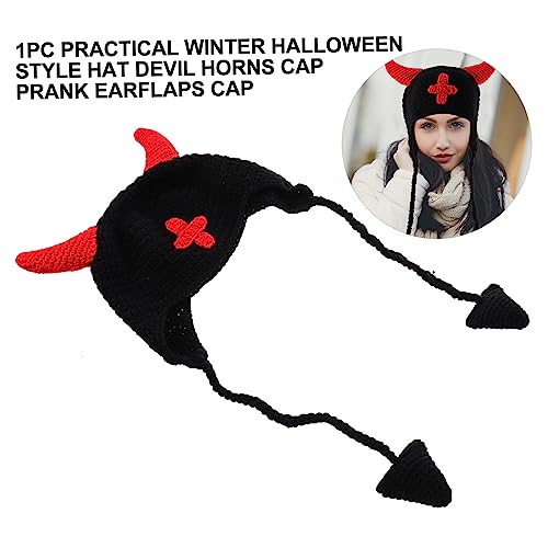 Alipis Lustige Teufelshorn Strickmütze mit Ohrenschützern Warmes Halloween Kostüm Häkelmütze Handgefertigt für Erwachsene Winterparty Alipis Lustige Teufelshorn Strickmütze mit Ohrenschützern Warmes Halloween Kostüm Häkelmütze Handgefertigt für Erwachsene Winterparty von Alipis