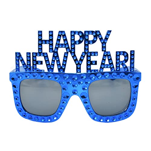 Alipis Lustige Year Partybrille Happy Year Auffälliges Design Bequemes Tragegefühl für Silvester Weihnachtsfeier und Familienfeiern Blau von Alipis