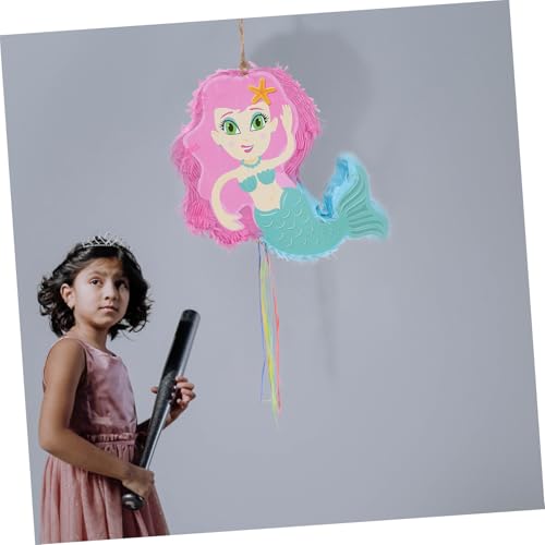 Alipis Meerjungfrau Pinata mit Stab und Augenbinde Papier Pinata für Mädchen Geburtstagsparty Unterwasser Deko mit Prinzessin Robust und Vielseitig für Familien und Schulfeiern von Alipis
