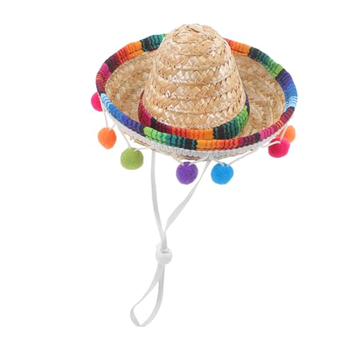 Alipis Mexikanischer Strohhut mit Pompons Verstellbarer Partyhut für Karneval und Mottopartys Dekorative Sombrero Kappe für Erwachsene und Fiesta Party Dekoration Hochwertiger und von Alipis