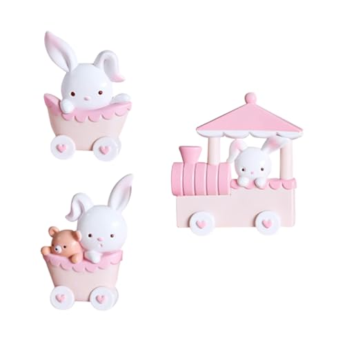 Alipis Niedlicher Bunny Cake Topper aus Hochwertigem Rosa Hasenzug Tortendeko für Geburtstag und Rabbit Theme Feiern Vielseitige Kuchen Raumdekoration von Alipis