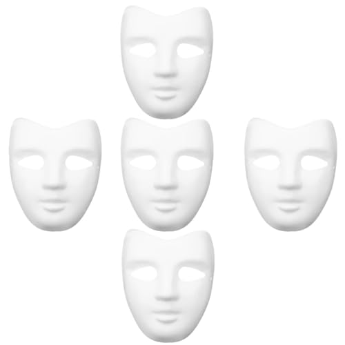 Alipis Pappmaché-Masken 5 Stück Weiße Papiermasken Diy-Vollgesichtsmasken Diy-Maske Blanko Bemalbare Maske Kostümmaske Einfache Maske Für Diy-Dekoration Kunst Cosplay Tanzparty von Alipis