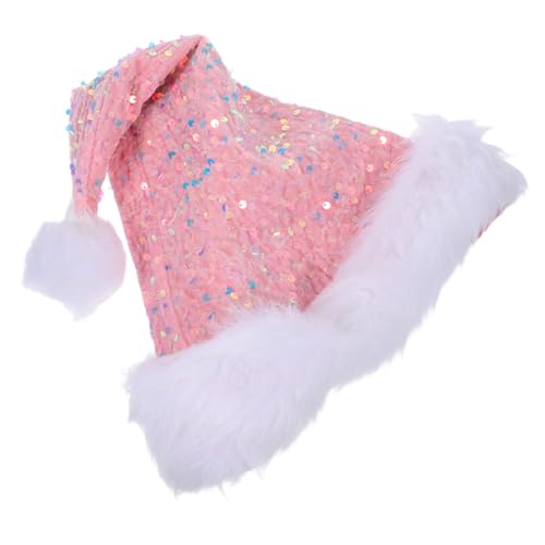 Alipis Plüsch Weihnachtsmütze mit Pailletten Doppellagige Warme Santa Mütze für Damen und Herren Verstellbar Glänzend Glitzerndes Party-accessoire für Weihnachten und Karneval von Alipis