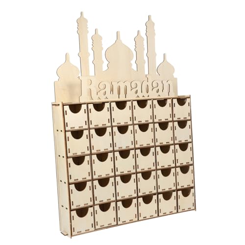Alipis Ramadan Holz Adventskalender mit Diy Eid Mubarak Countdown Kalender Langlebige Holzdekoration für Zuhause und Büro Stabile Struktur als von Alipis