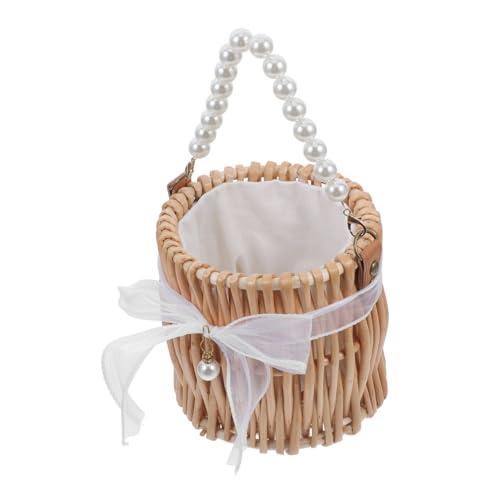 Alipis Rattan mit Kunststoffperlen Griff Handgefertigter Aufbewahrungskorb für Süßigkeiten Picknick und Dekoration Robuster Vielseitiger für Täglichen Gebrauch Alipis Rattan mit Kunststoffperlen Griff Handgefertigter Aufbewahrungskorb für Süßigkeiten Picknick und Dekoration Robuster Vielseitiger für Täglichen Gebrauch von Alipis