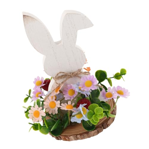 Alipis Rustikaler Holzhase Bauernhaus Osterschild Hase Frühlingsdeko Mini Stehend Tischdekoration von Alipis