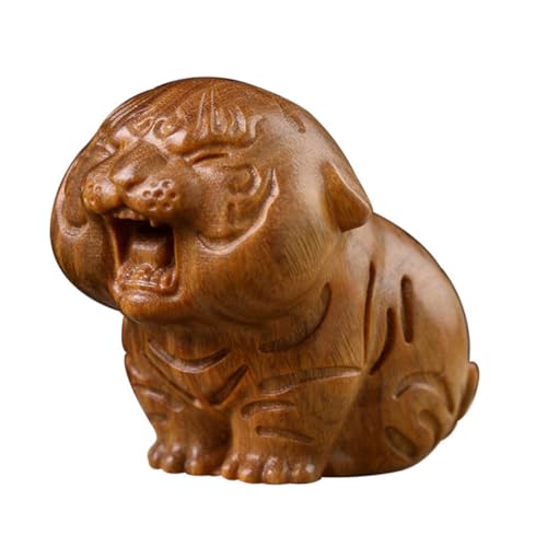 Alipis Tiger-Ornament Aus Holz Tiger-Figur Ornament Heimdekoration Zart Geschnitztes Tierornament Aus Sandelholz von Alipis